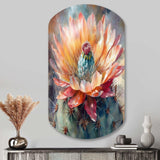 Orange Green Cactus Flower III - Asymmetric Metal Wall Art