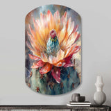 Orange Green Cactus Flower III - Asymmetric Metal Wall Art