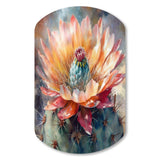 Orange Green Cactus Flower III - Asymmetric Metal Wall Art