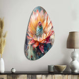 Orange Green Cactus Flower III - Asymmetric Metal Wall Art