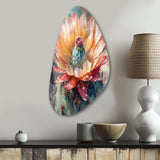 Orange Green Cactus Flower III - Asymmetric Metal Wall Art