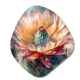 Orange Green Cactus Flower III - Asymmetric Metal Wall Art