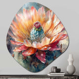 Orange Green Cactus Flower III - Asymmetric Metal Wall Art