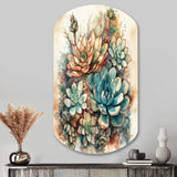 Green Red Cactus Scenery II - Asymmetric Metal Wall Art