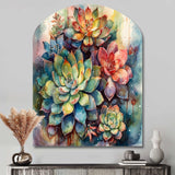 Green Red Cactus Scenery IV - Asymmetric Metal Wall Art