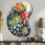 Green Red Cactus Scenery IV - Asymmetric Metal Wall Art