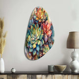 Green Red Cactus Scenery IV - Asymmetric Metal Wall Art