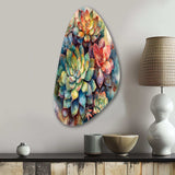 Green Red Cactus Scenery IV - Asymmetric Metal Wall Art