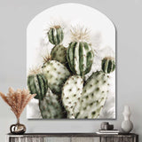 Green Desert Flower Cactus - Asymmetric Metal Wall Art