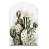 Green Desert Flower Cactus - Asymmetric Metal Wall Art