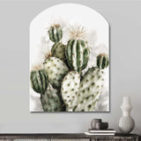 Green Desert Flower Cactus - Asymmetric Metal Wall Art