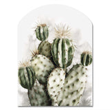 Green Desert Flower Cactus - Asymmetric Metal Wall Art