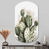 Green Desert Flower Cactus - Asymmetric Metal Wall Art