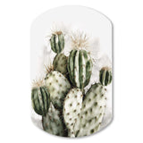 Green Desert Flower Cactus - Asymmetric Metal Wall Art