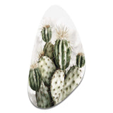 Green Desert Flower Cactus - Asymmetric Metal Wall Art