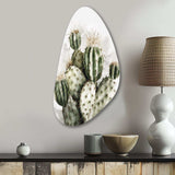 Green Desert Flower Cactus - Asymmetric Metal Wall Art