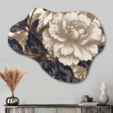 Gold Blue Carnation Flower IV - Asymmetric Metal Wall Art