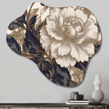 Gold Blue Carnation Flower IV - Asymmetric Metal Wall Art