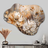 Gold White Chrysanthemum Artistry - Asymmetric Metal Wall Art