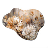 Gold White Chrysanthemum Artistry - Asymmetric Metal Wall Art