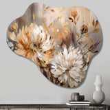 Gold White Chrysanthemum Artistry - Asymmetric Metal Wall Art