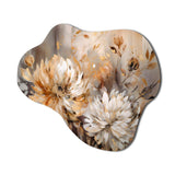 Gold White Chrysanthemum Artistry - Asymmetric Metal Wall Art