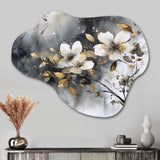 White Gold Daisy Tranquility - Asymmetric Metal Wall Art