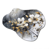 White Gold Daisy Tranquility - Asymmetric Metal Wall Art