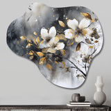 White Gold Daisy Tranquility - Asymmetric Metal Wall Art