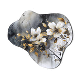 White Gold Daisy Tranquility - Asymmetric Metal Wall Art