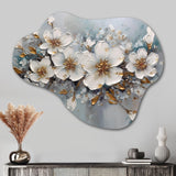 White And Gold Daisy Symphony III - Asymmetric Metal Wall Art