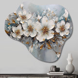 White And Gold Daisy Symphony III - Asymmetric Metal Wall Art