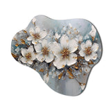 White And Gold Daisy Symphony III - Asymmetric Metal Wall Art