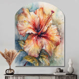 Orange Grey Hibiscus Euphoria II - Asymmetric Metal Wall Art