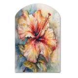 Orange Grey Hibiscus Euphoria II - Asymmetric Metal Wall Art