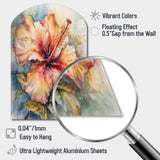 Orange Grey Hibiscus Euphoria II - Asymmetric Metal Wall Art