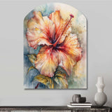 Orange Grey Hibiscus Euphoria II - Asymmetric Metal Wall Art