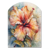 Orange Grey Hibiscus Euphoria II - Asymmetric Metal Wall Art