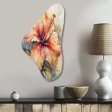 Orange Grey Hibiscus Euphoria II - Asymmetric Metal Wall Art