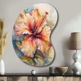 Orange Grey Hibiscus Euphoria II - Asymmetric Metal Wall Art