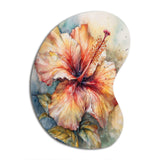 Orange Grey Hibiscus Euphoria II - Asymmetric Metal Wall Art