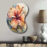 Orange Grey Hibiscus Euphoria II - Asymmetric Metal Wall Art