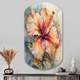 Orange Grey Hibiscus Euphoria II - Asymmetric Metal Wall Art