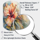 Orange Grey Hibiscus Euphoria II - Asymmetric Metal Wall Art