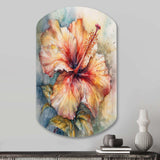 Orange Grey Hibiscus Euphoria II - Asymmetric Metal Wall Art