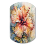 Orange Grey Hibiscus Euphoria II - Asymmetric Metal Wall Art