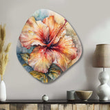 Orange Grey Hibiscus Euphoria II - Asymmetric Metal Wall Art