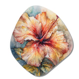 Orange Grey Hibiscus Euphoria II - Asymmetric Metal Wall Art