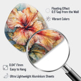 Orange Grey Hibiscus Euphoria II - Asymmetric Metal Wall Art