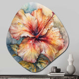 Orange Grey Hibiscus Euphoria II - Asymmetric Metal Wall Art